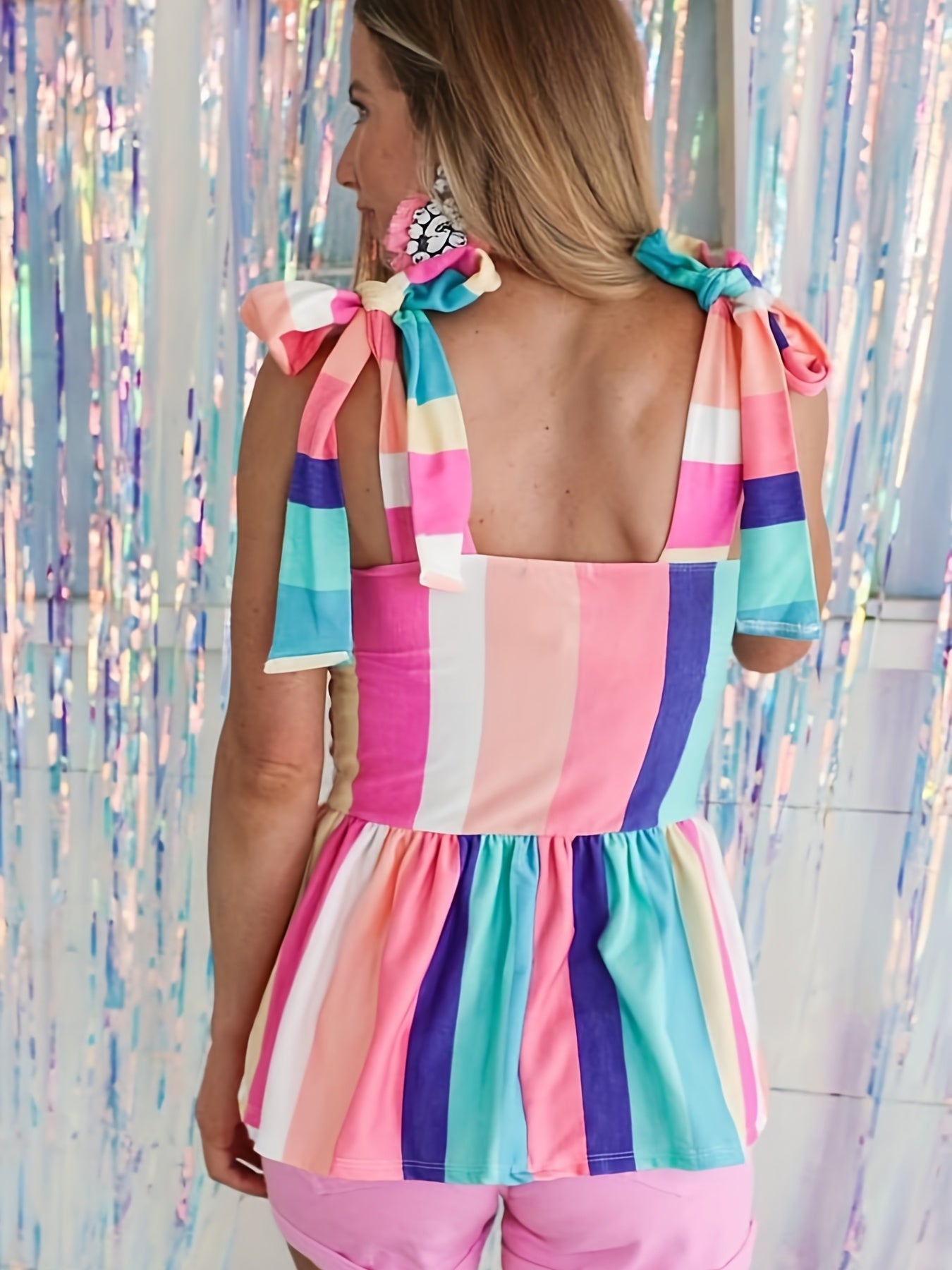 Striped Peplum Tank Top Casual Summer & Spring Women's Clothing