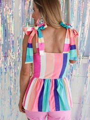 Striped Peplum Tank Top Casual Summer & Spring Women's Clothing