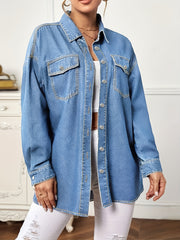 Denim Coats Button Flap Pockets Loose Fit Denim Jackets