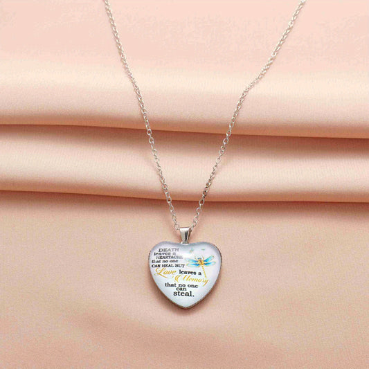 Heart Dragonfly Text Pendant Necklace Party Jewelry Men Gift