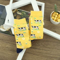 Men's Cartoon Cow Crew Socks x 2 Pairs