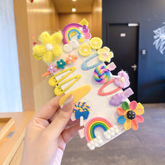14pcs Colorful Hair Accessories for Kids & Girls Flower Rainbow & Heart