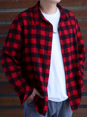 Men's Plaid Collar Long Sleeve Shirt For Spring