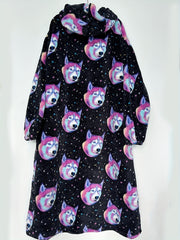 Polar Bear Flannel Nightgown Fleece Hooded Blanket