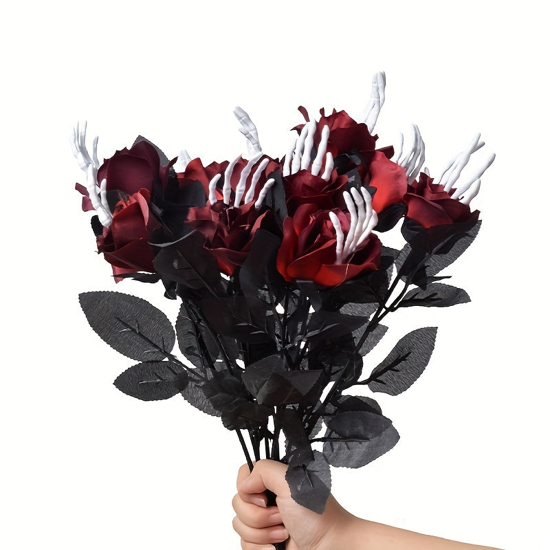 6pc 38.99cm Skeleton Roses for Halloween Decor
