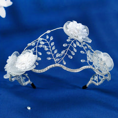 Mesh Flower Headband Rhinestone Hair Band Bridal Accessories