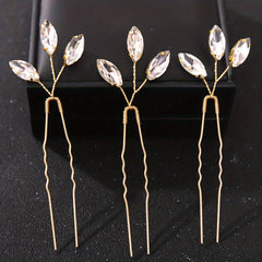 Crystal Flower Hair Pin U-shaped Hairpin Head Jewelry