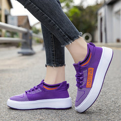 Women's Letter Print Sneakers Breathable Knit Lace Up Outdoor Shoes Lightweight