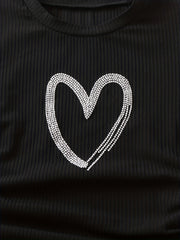 Girls Heart Graphic Ruched Knit Dress
