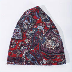Boho Paisley Print Beanie Vintage Turban Cap Elastic Skull Cap