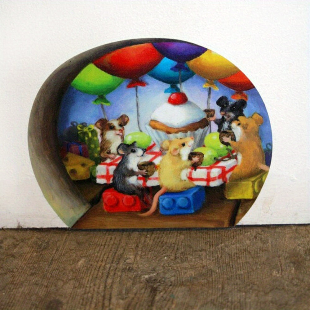 7pcs Funny Mouse Hole Wall Stickers Home Decoration 3D