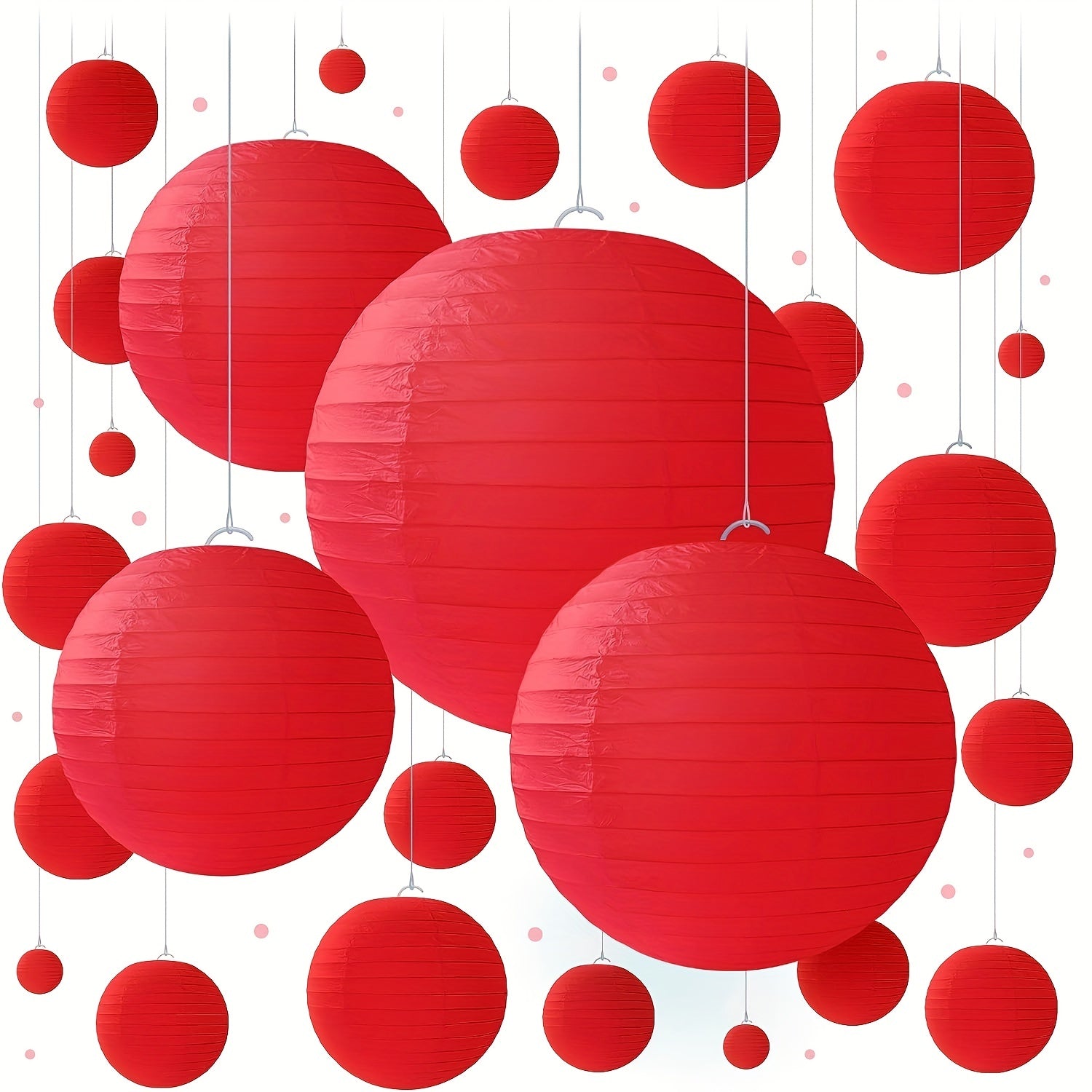 25pcs Red Paper Lantern Set for Birthdays Weddings