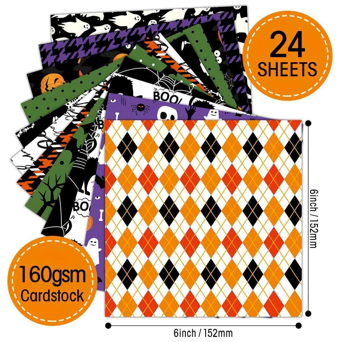 24pcs Halloween DIY Gift Wrapping Paper Strange Items for Holiday Decorations