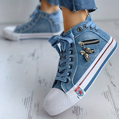 Women's Skull Zipper High Top Sneakers