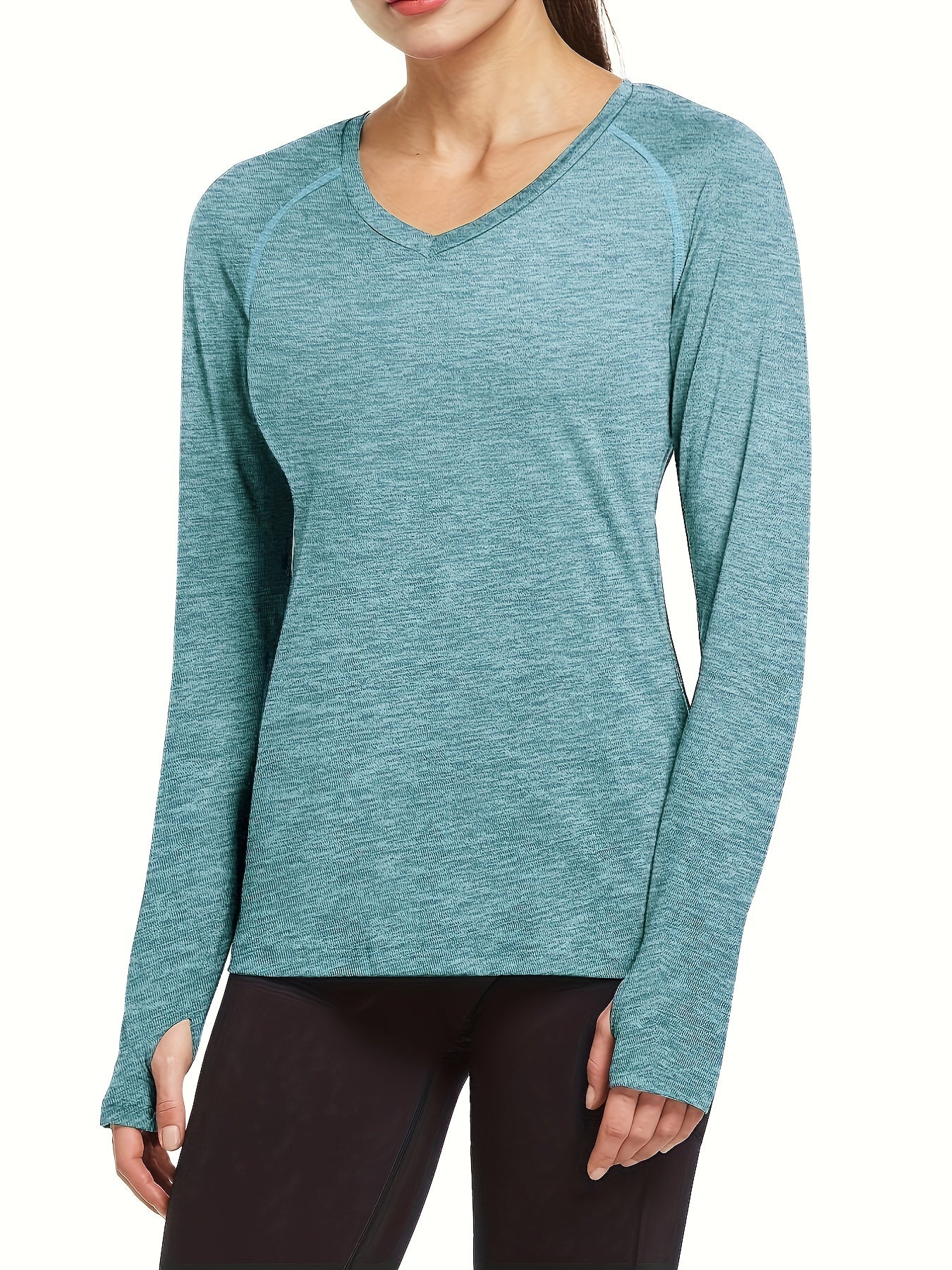 Sporty V Neck Long Sleeve Tee Women's Activewear