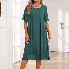 Women's Plus Mesh Butterfly Sleeve Casual Dress
