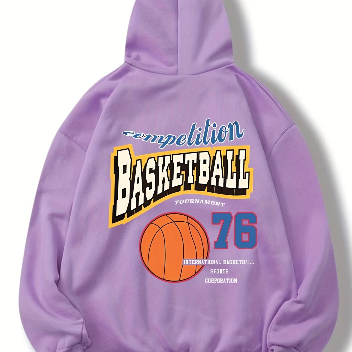 Basketball Print Kangaroo Pocket Hoodie Women's Sweatshirt