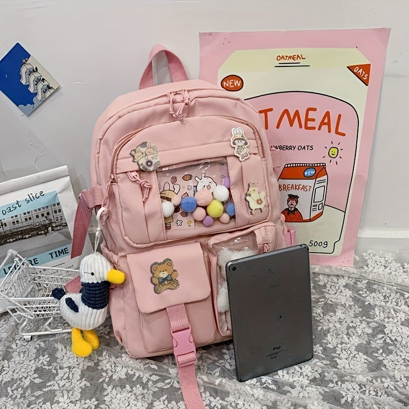 Waterproof School Backpack For Girls Four Badges