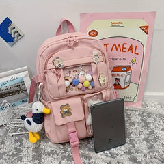 Waterproof School Backpack For Girls Four Badges