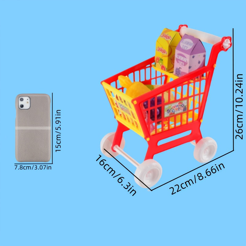 21pcs Kids' Shopping Cart Toy Educational Supermarket Trolley Role Playing Toys
