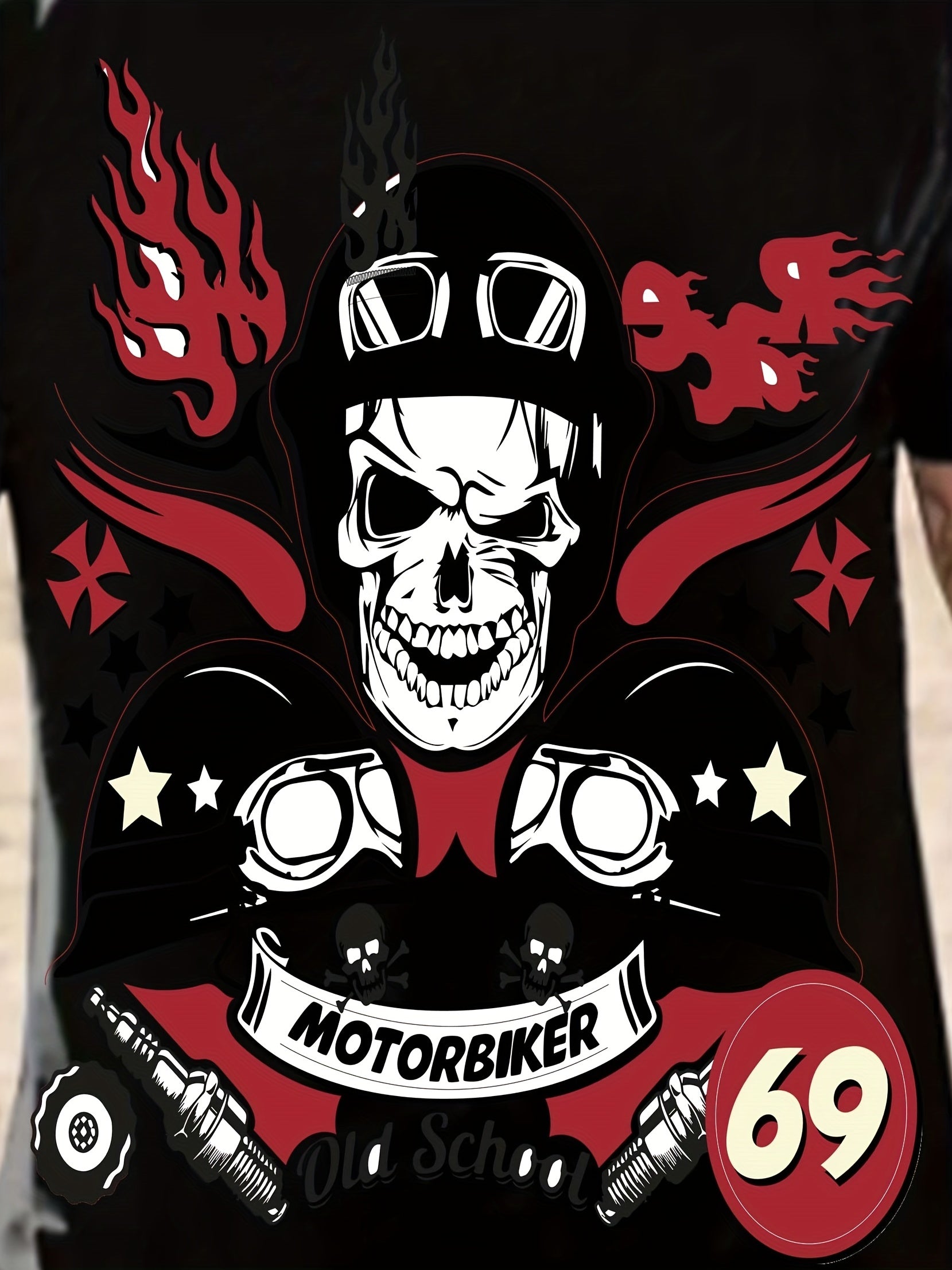 Men's Skeleton Biker Novel T Shirt 3D Print Tee