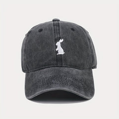 Bunny Embroidery Baseball Cap Cartoon Rabbit Washed Distressed Dad Hats