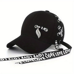 Kpop Ribbon Ring Baseball Cap Unisex Cotton Sunshade Dad Hats LOVE Hip Hop