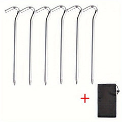 12pcs Camping Tent Stake Metal Ground Nail Garden Stake with Hook