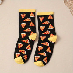 Pizza Print Socks Women's Crew Stockings