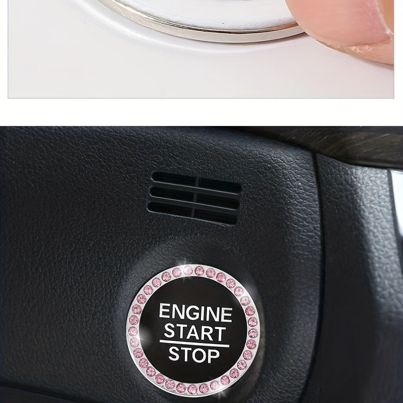 Rhinestone Decor Car Start Button Glitter Personality Auto Accessories