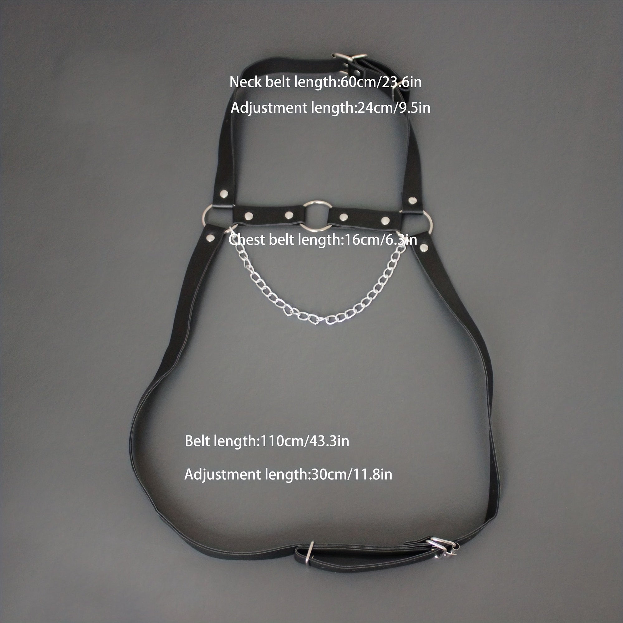 Men's PU Leather Chest Strap With Chain Suspender Straps