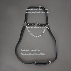 Men's PU Leather Chest Strap With Chain Suspender Straps