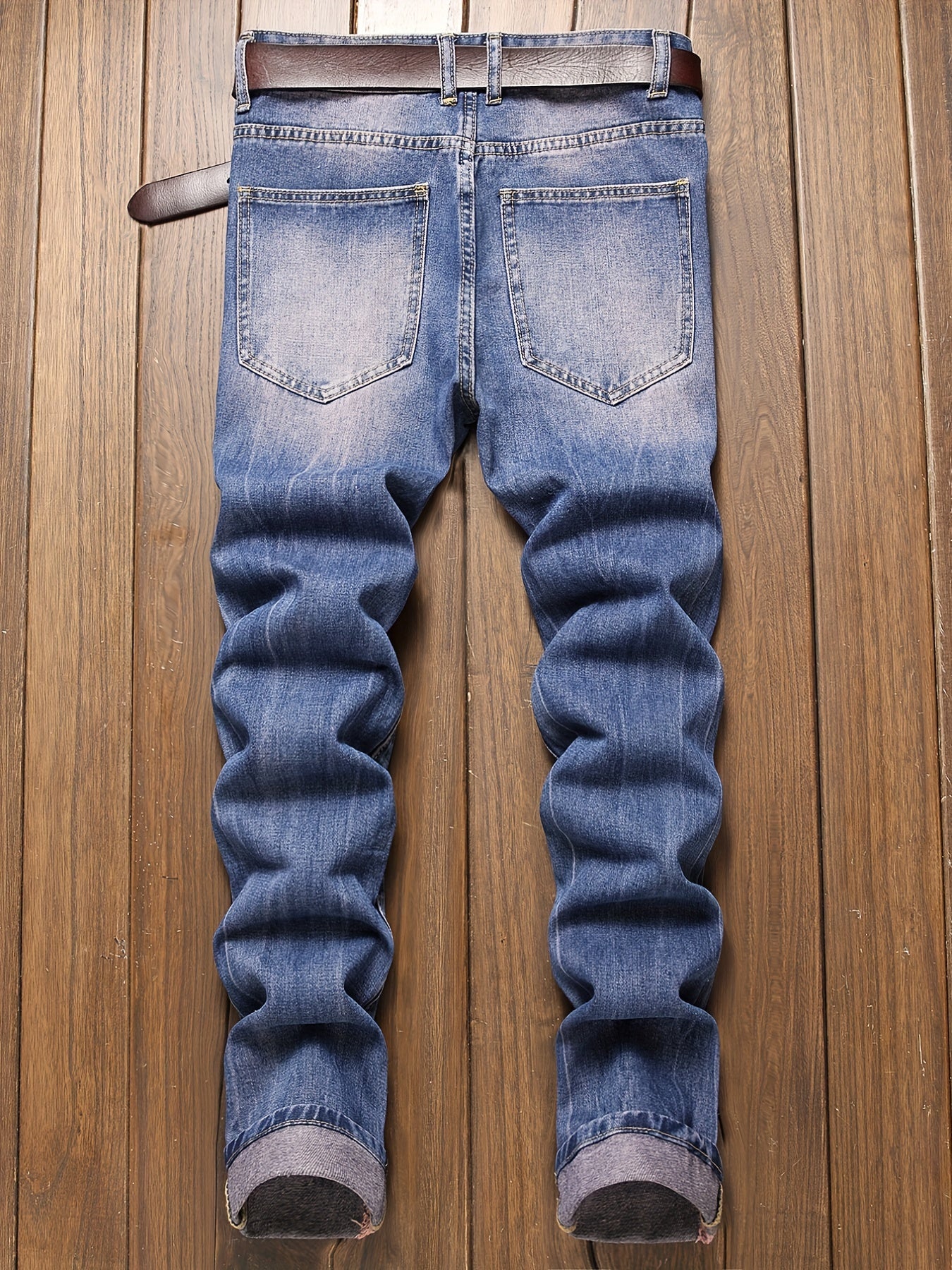 Slim Fit Ripped Jeans Men's Casual Street Style Distressed Denim Pants