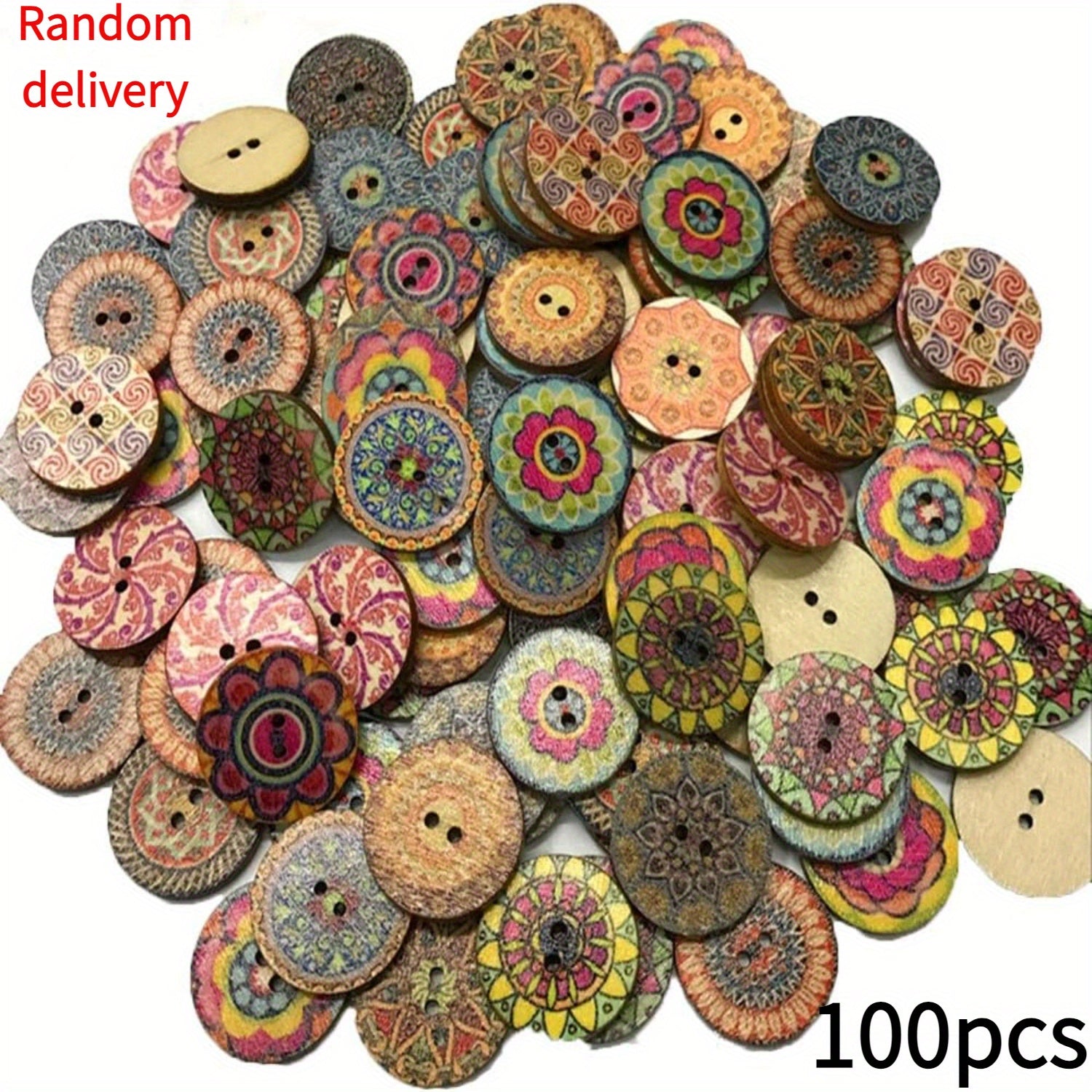 100pcs Vintage Wooden Round Buttons for Crafts Sewing Shirts Bags