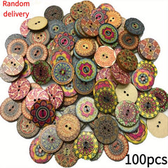 100pcs Vintage Wooden Round Buttons for Crafts Sewing Shirts Bags