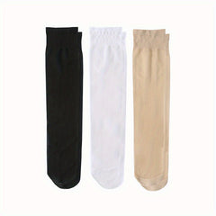 3 Pairs Mesh Calf Stockings & Knee High Socks Women's Hosiery