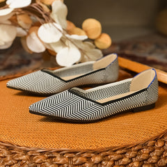 Women's Knitted Pointed Toe Flat Shoes Soft Sole Slip On Casual Flats