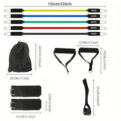 11pcs Pilates Stretch Stick Fitness Tension Puller Yoga Workout Equipment