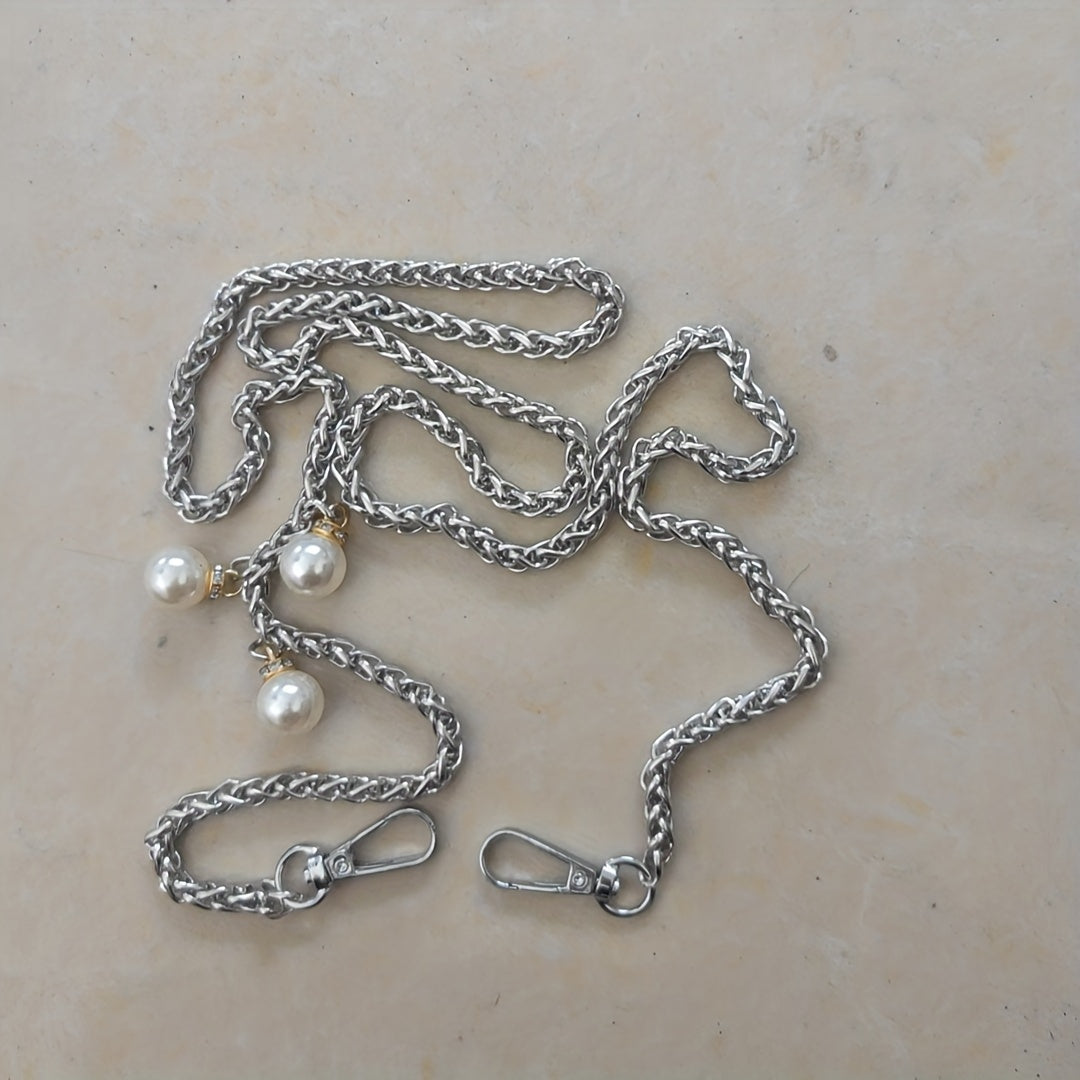 Metal Bag Chain Strap Replacement with Bead Decor