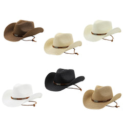 Summer Western Cowboy Straw Hat Sun Hat for Women Men
