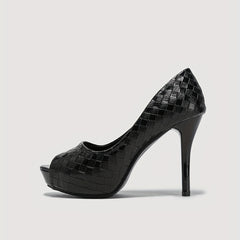 Women's Solid Stiletto Heeled Sandals Peep Toe Dress Pumps