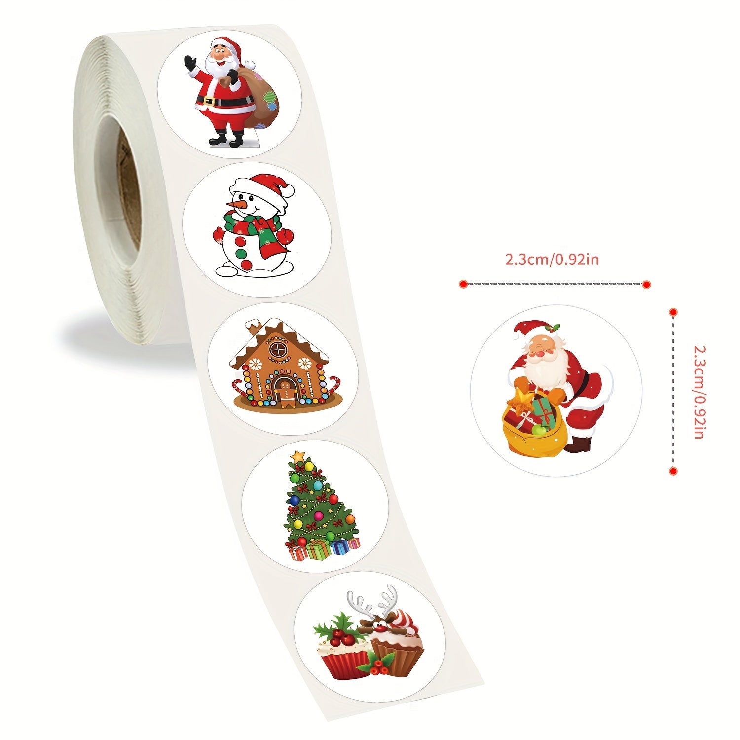 500pcs Christmas Stickers Roll Vinyl Stickers For Scrapbook Journal