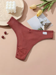 5pcs Ribbed Thongs Low Waist Intimates Panties Women's Lingerie