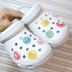 10pcs 3D Shoe Charms Eyes Biscuit Sandals Decoration