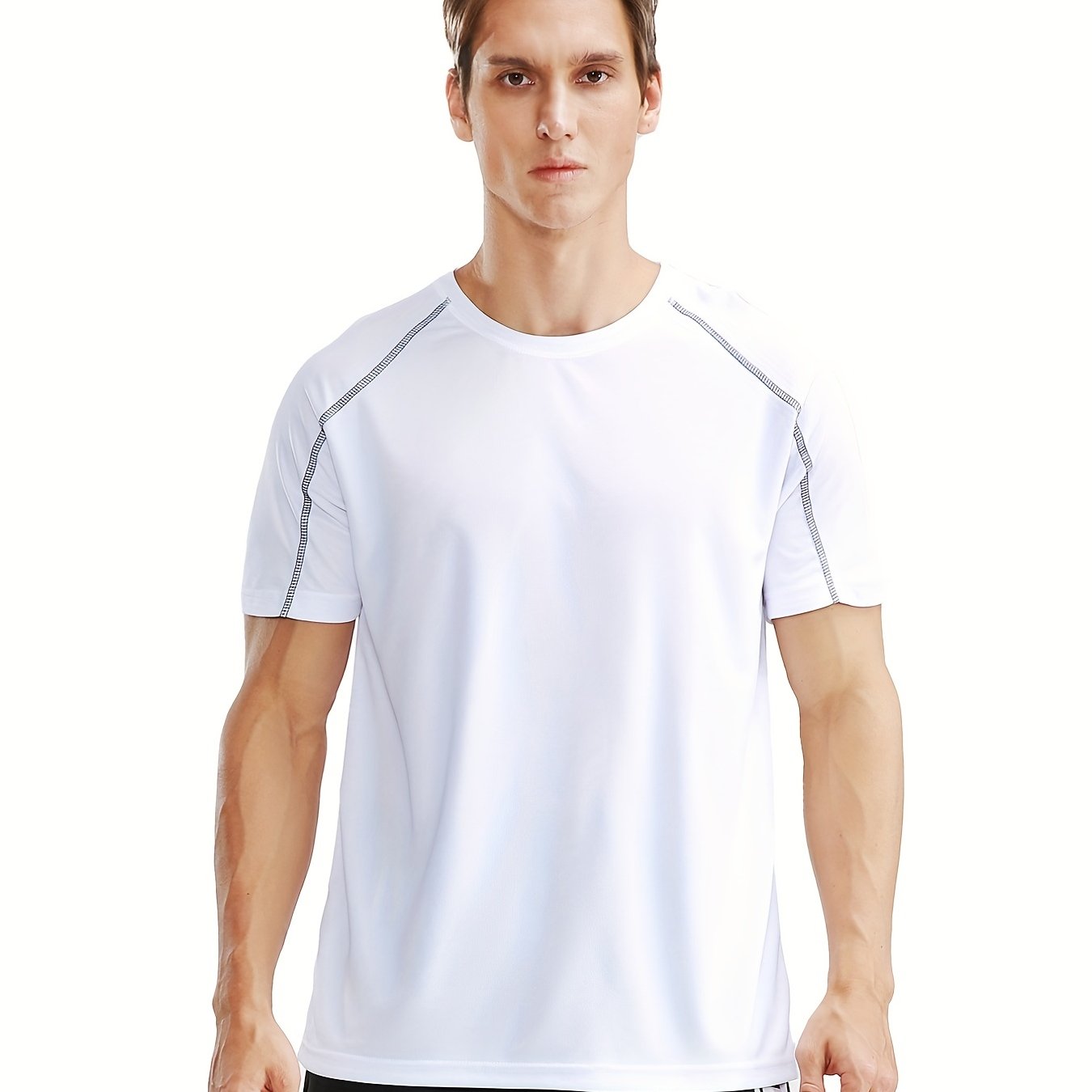 Men's Active Stretch Crew Neck Tee for Outdoor Activities