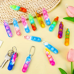 32Pcs Christmas Party Favors Toys Bulk Mini Pop Keychain Sensory Fidget Toys
