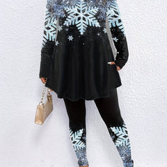 Plus Glitter Snowflake Print Tee & Leggings Two Piece Set