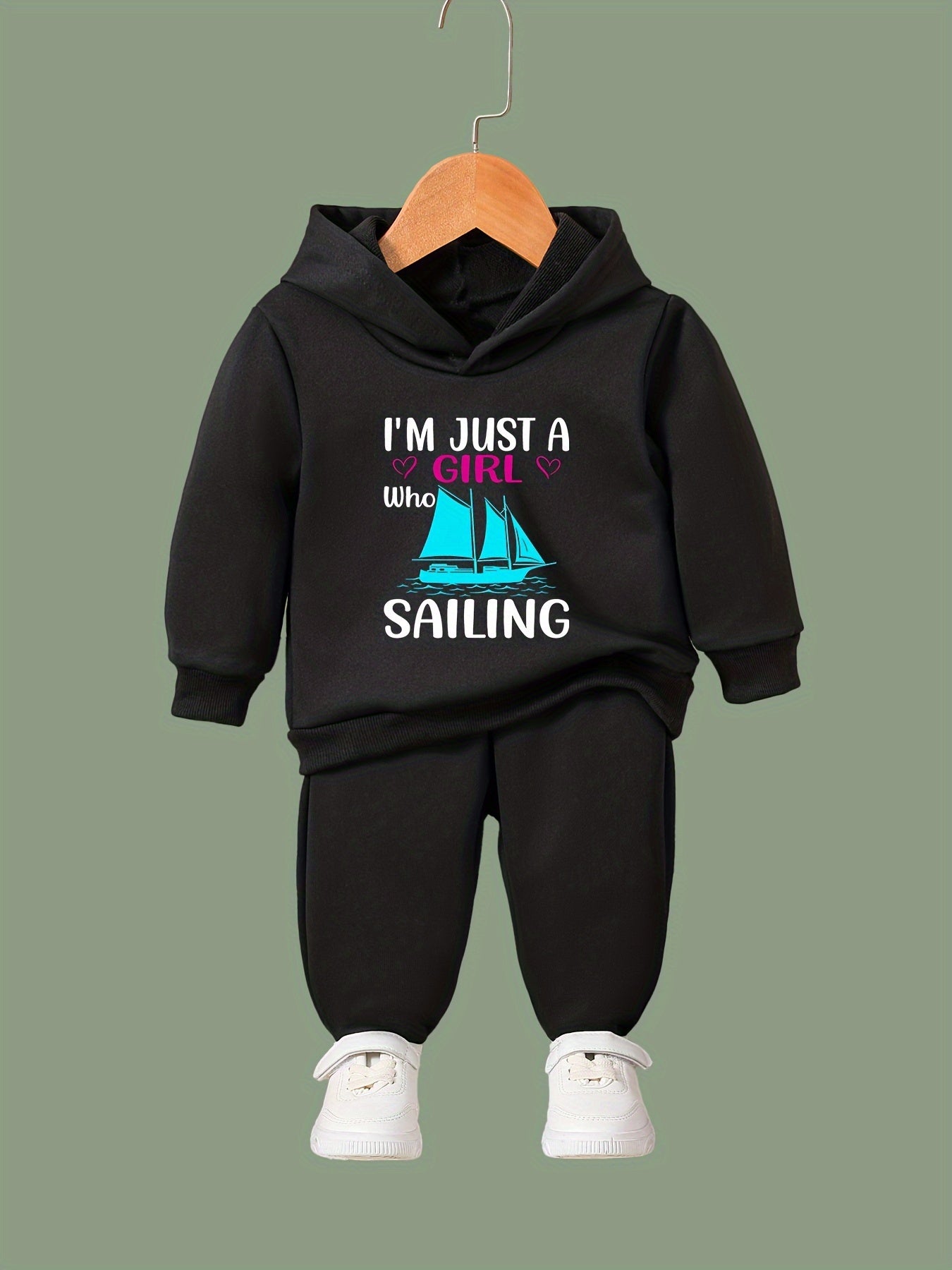 Girl Sailing Pattern 2pcs Activewear Sets for Sports Running