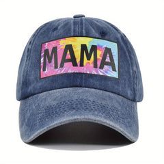 MAMA Print Cotton Baseball Cap Washed Distressed Sun Hat Adjustable