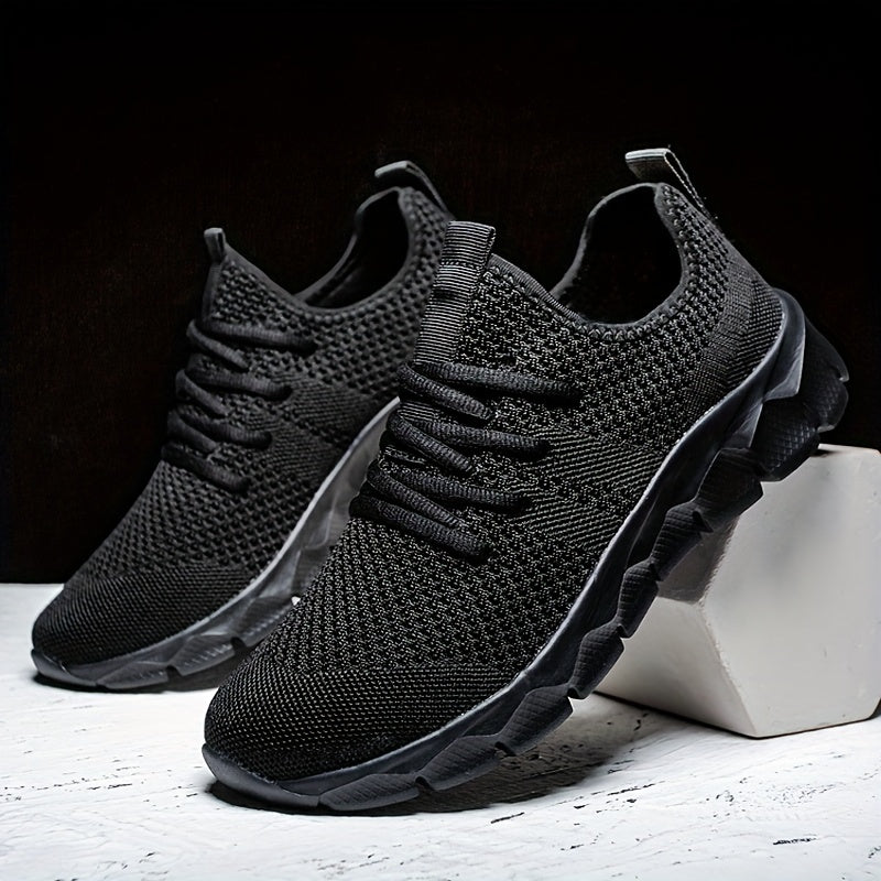 PLUS SIZE Men's Knit Breathable Running Shoes Lace Up Comfy Soft Sole Sneakers